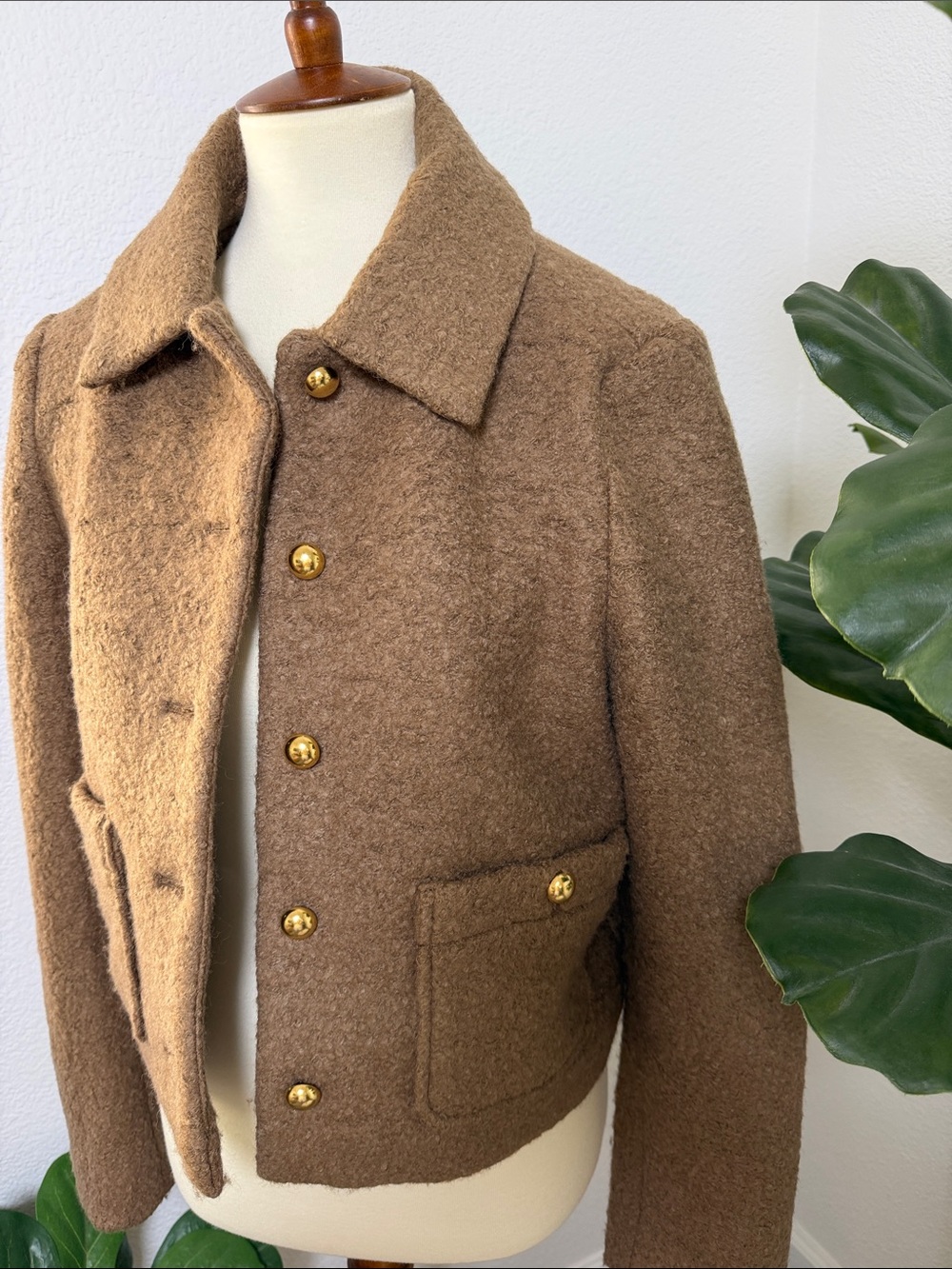 NWT OAK + FORT BOUCLE WOOL BLEND COLLARED JACKET - Picture 4 of 10